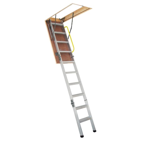 Nuvo Iron Aluminum Pull Down Attic Ladder for Openings of 25.5 IN x 54 IN & up to 10 FT High Ceilings ALA255X54